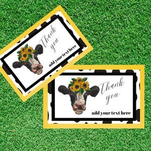 Funy Cow Card, Black and White Cow Card, Farm Animal Greeting Card